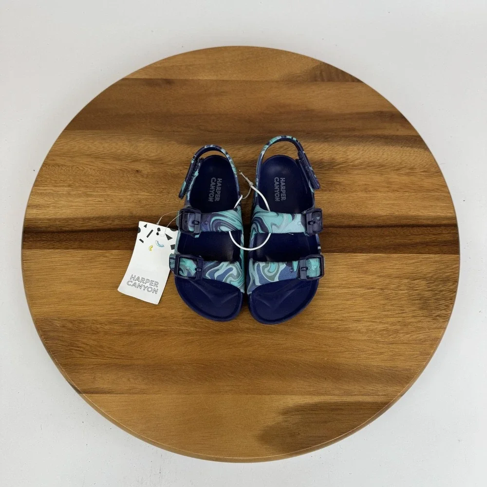 New Little Kids Harper Canyon‎ Eva Blue Marbled Rubber Strappy Sandals 8 C